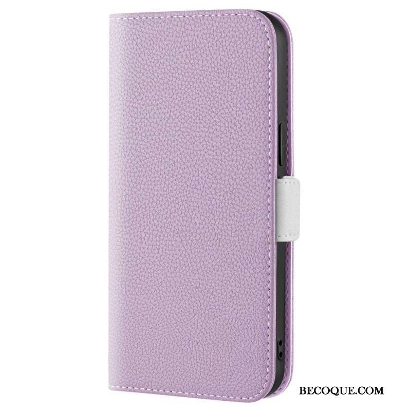 Flip Cover iPhone 14 Simili Cuir Litchi