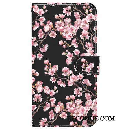 Housse Motorola Edge 50 Ultra Fleurs de Prunier à Lanière