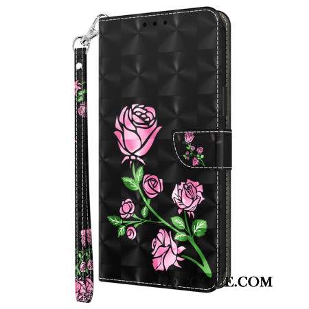 Housse Samsung Galaxy A16 4G / 5G Fleurs Roses à Lanière