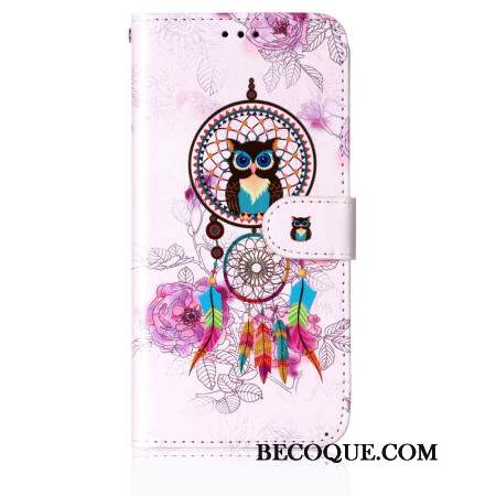 Housse Samsung Galaxy S24 5G Attrape-Rêves Hibou à Lanière