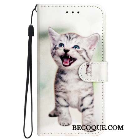 Housse Samsung Galaxy S24 5G Drôle de Chaton à Lanière