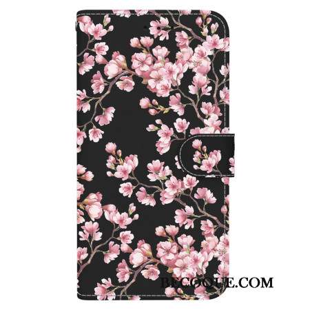 Housse Samsung Galaxy S24 5G Fleurs de Prunier à Lanière