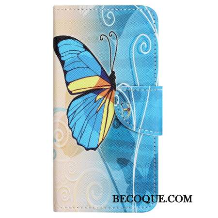 Housse Samsung Galaxy S24 FE Papillon Jaune et Bleu