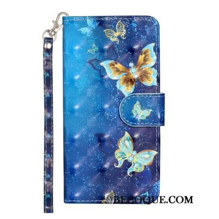 Housse Samsung Galaxy S24 Plus 5G Motif de Papillons Bleus Dorés