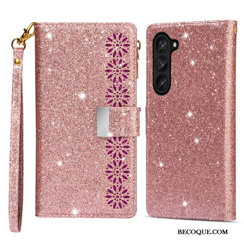 Housse Samsung Galaxy Z Fold 5 Paillettes Portefeuille