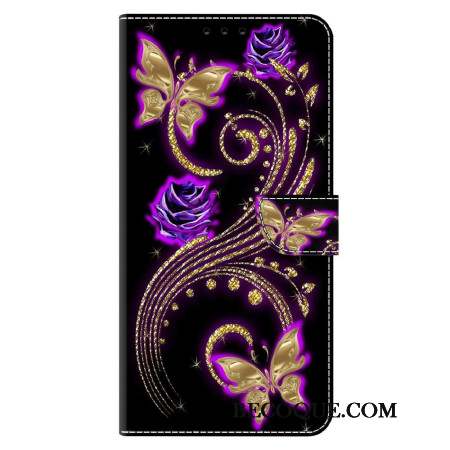 Housse Xiaomi 14 Fleurs violettes et Papillons