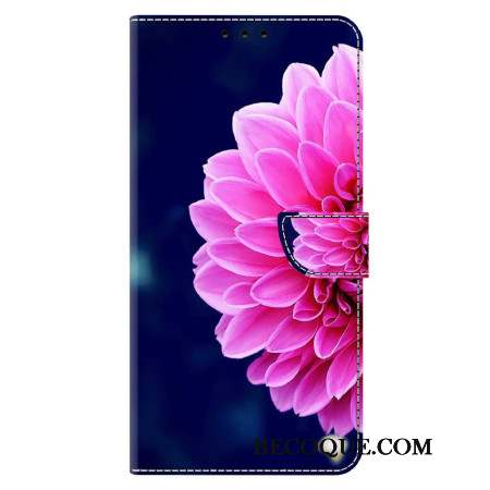 Housse Xiaomi 14 Pro Fleur Rose sur Fond Bleu