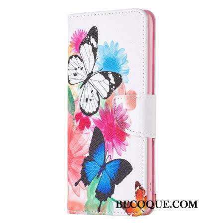 Housse Xiaomi Redmi Note 13 5G Deux Papillons Aquarelle