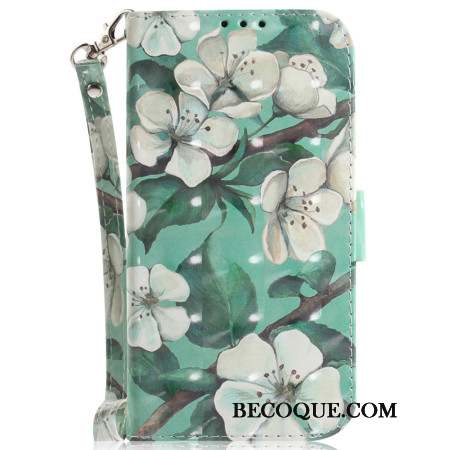 Housse Xiaomi Redmi Note 13 Pro 4G / Poco M6 Pro 4G Fleurs Aquarelle à Lanière