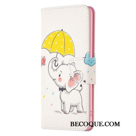 Housse Xiaomi Redmi Note 13 Pro 4G / Poco M6 Pro 4G Parapluie et Éléphant