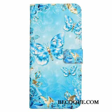 Housse iPhone 16 Papillons Bleus Clairs