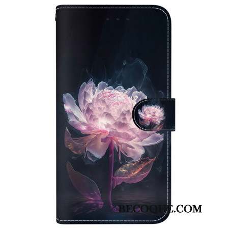 Housse iPhone 16 Pivoine Pourpre à Lanière