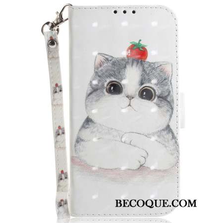 Housse iPhone 16 Plus Chat Mignon à Lanière