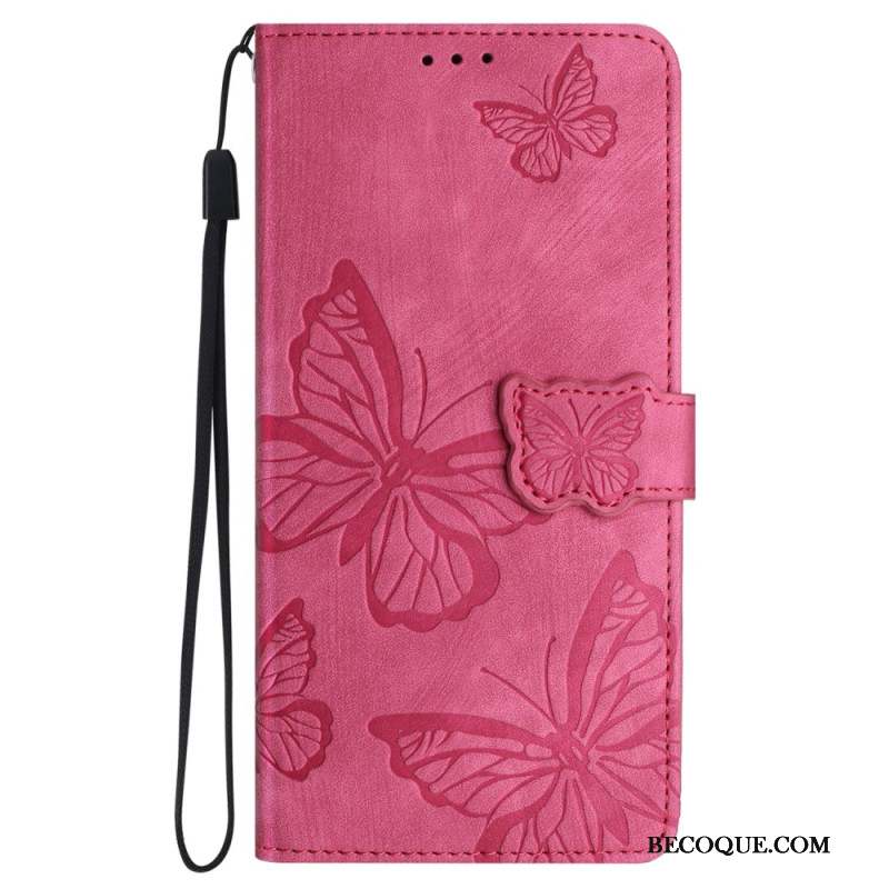 Housse iPhone 16 Plus Empreinte Papillons à Lanière