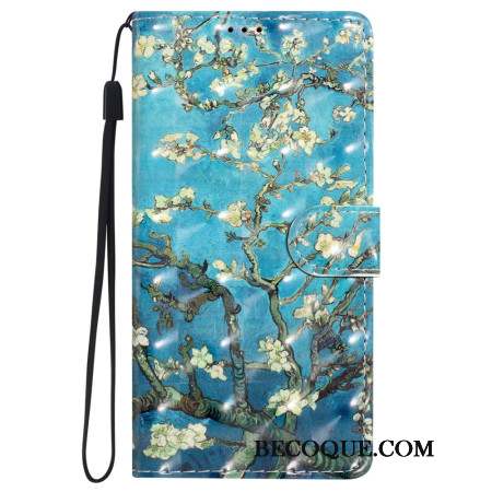 Housse iPhone 16 Plus Fleurs d'Abricot à Lanière