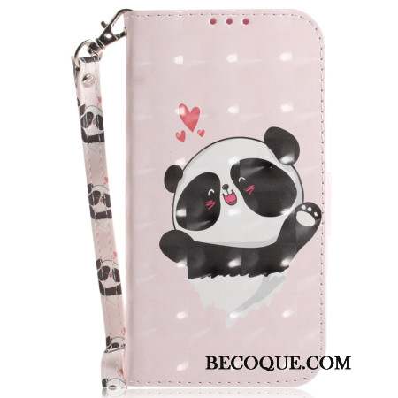 Housse iPhone 16 Plus Panda Love à Lanière