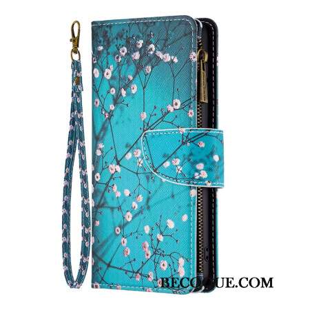 Housse iPhone 16 Portefeuille Fleurs de Prunier