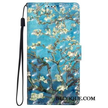 Housse iPhone 16 Pro Fleurs Art à Lanière