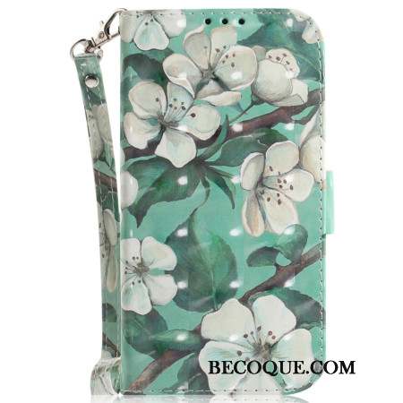 Housse iPhone 16 Pro Max Fleurs Aquarelles à Lanière