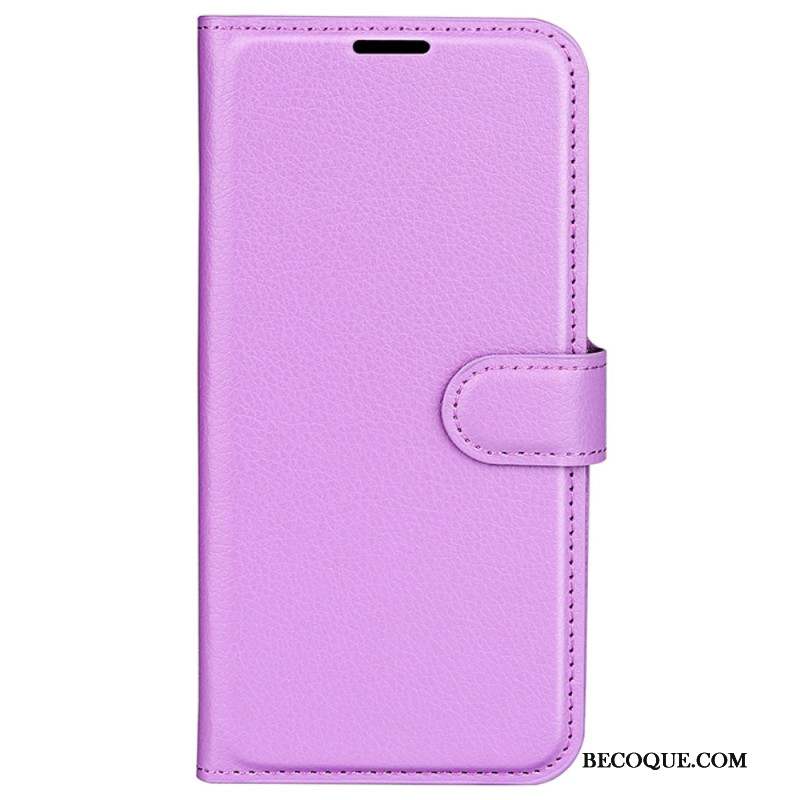 Housse iPhone 16 Pro Max Simili Cuir Litchi Classique