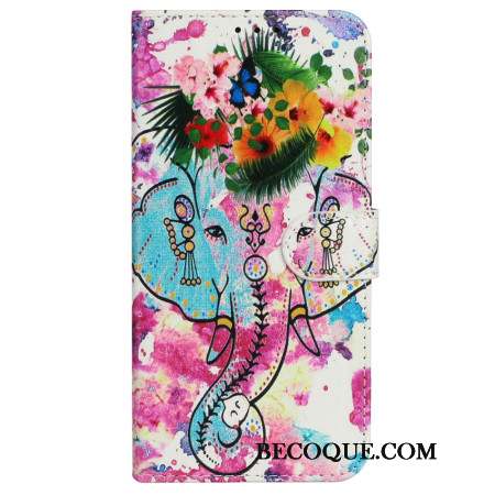 Housse iPhone 16 Pro Max Éléphant Aquarelle à Lanière